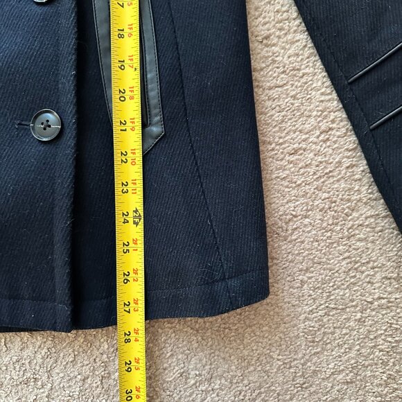 Michael Kors Pea Coat Womens 4 Double Breast Navy Blue Wool Polyester - Picture 8 of 14